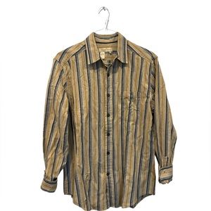 The Territory Ahead Medium Men's Shirt Yellow Blue Striped Long Sleeve Button Up